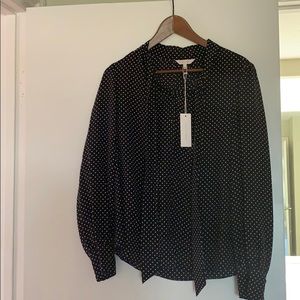 Rebecca Taylor tie neck polka dot silk blouse 10